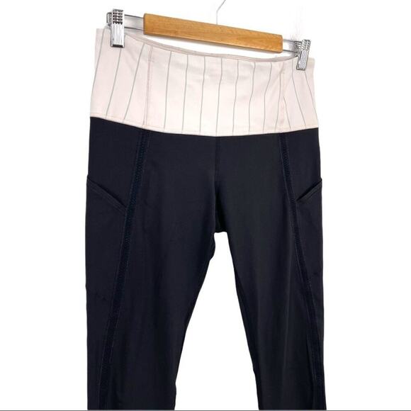 Lululemon Can't Stop Crop High Rise Runners Leggings Black / Slalom Stripe 8 - Picture 5 of 16